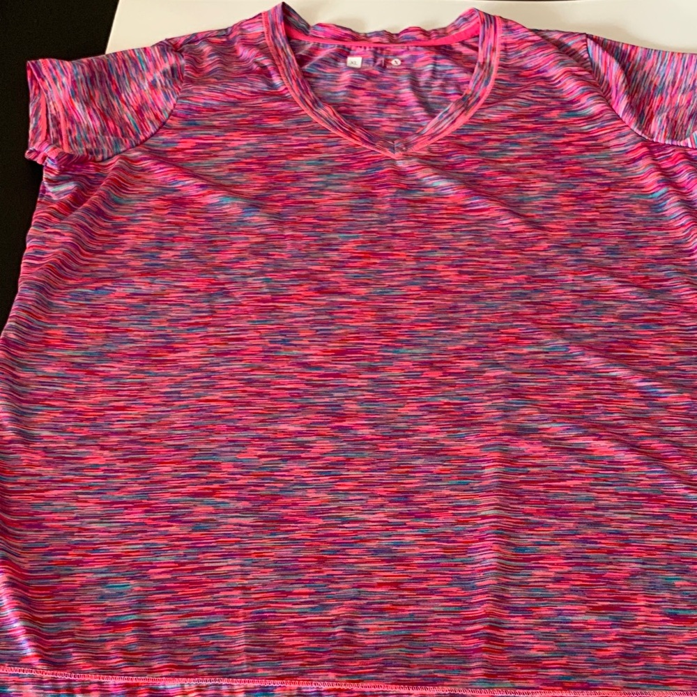 Xersion Vivid Pink Multicolor Short Sleeve Top